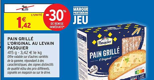 PAIN GRILLÉ L'ORIGINAL AU LEVAIN PASQUIER