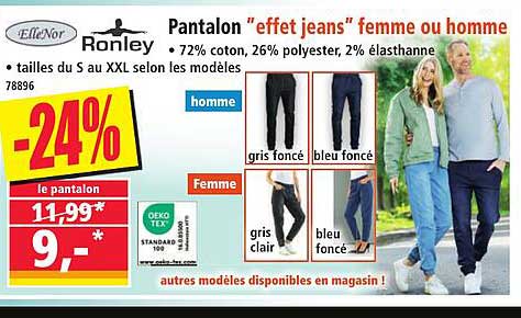 Pantalon "effet jeans" femme ou homme