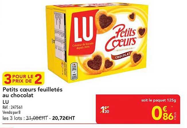 Petits cœurs feuilletés au chocolat LU