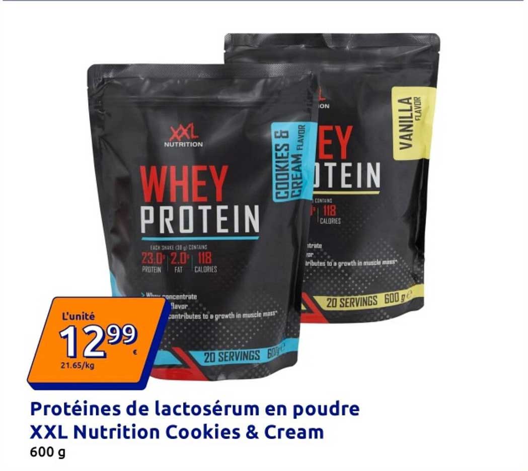 Protéines de lactosérum en poudre XXL Nutrition Cookies & Cream 600 g