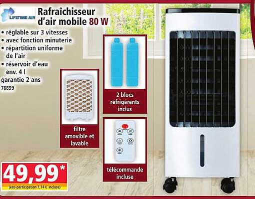 Rafraîchisseur d'air mobile 80 W