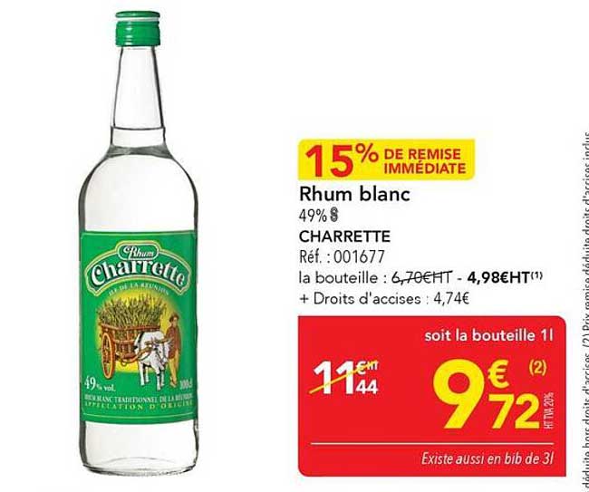 Rhum blanc 49% CHARRETTE