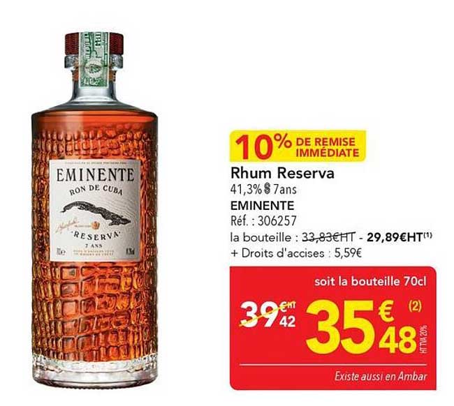 Rhum Reserva 41,3% 7 ans EMINENTE