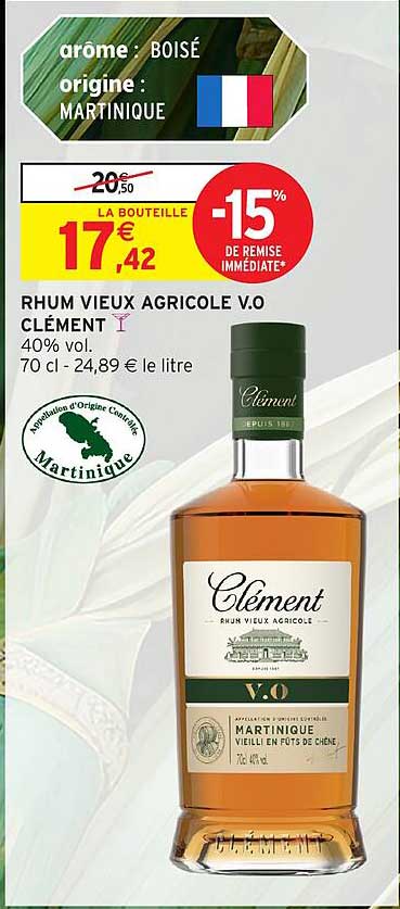 RHUM VIEUX AGRICOLE V.O CLÉMENT