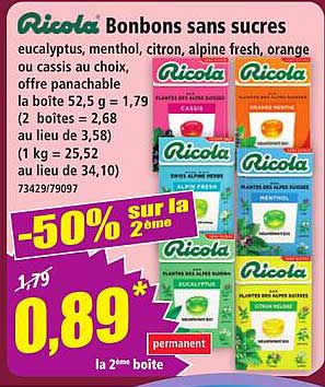 Ricola Bonbons sans sucres