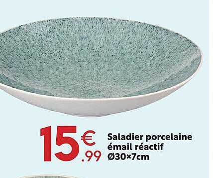 Saladier porcelaine émail réactif Ø30×7cm