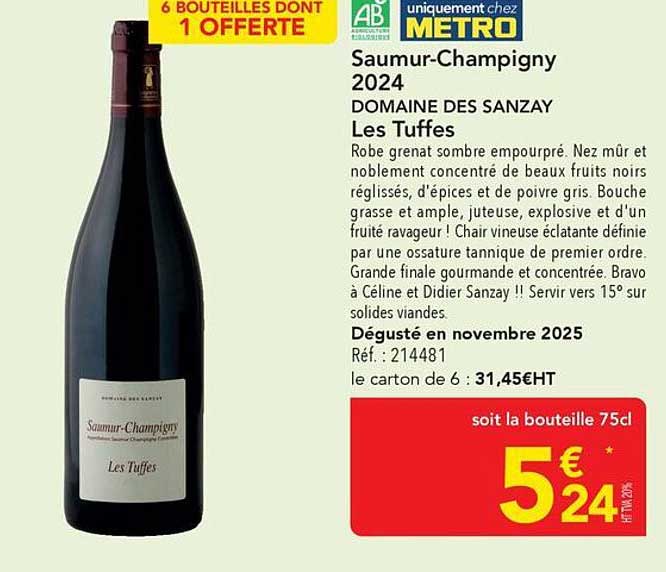 Saumur-Champigny 2024 DOMAINE DES SANZAY Les Tuffes