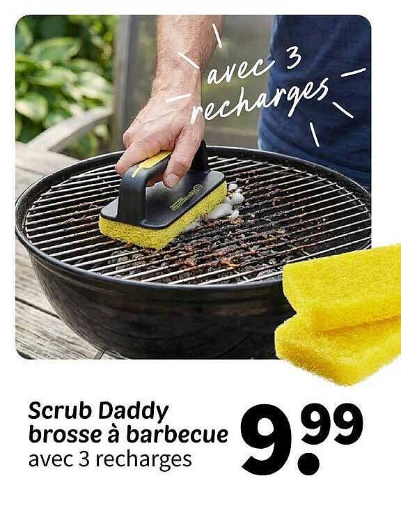 Scrub Daddy brosse à barbecue avec 3 recharges