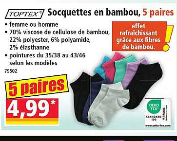 Socquettes en bambou, 5 paires