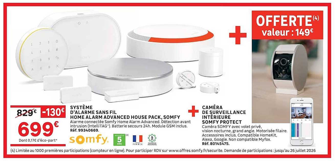 SYSTÈME D’ALARME SANS FIL HOME ALARM ADVANCED HOUSE PACK, SOMFY