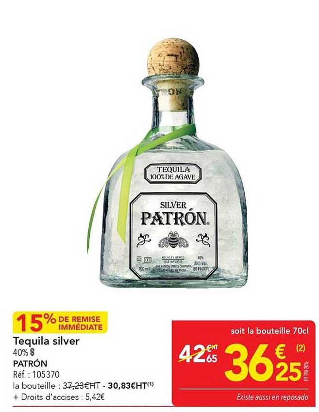 Tequila silver 40% PATRÓN