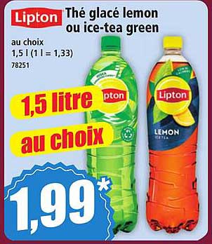 Thé glacé lemon ou ice-tea green au choix 1,5 l (1 l = 1,33) 78251