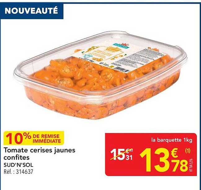 Tomate cerises jaunes confites SUD'N'SOL