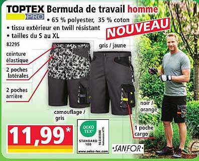 TOPTEX Bermuda de travail homme