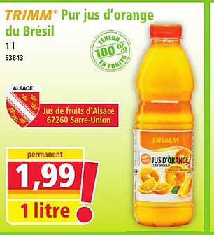 TRIMM® Pur jus d'orange du Brésil