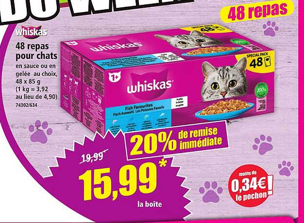 Whiskas 48 repas pour chats