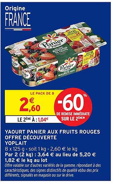 YAOURT PANIER AUX FRUITS ROUGES OFFRE DÉCOUVERTE YOPLAIT