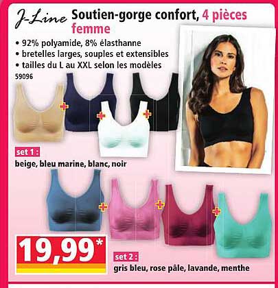 2-Line Soutien-gorge confort, 4 pièces femme