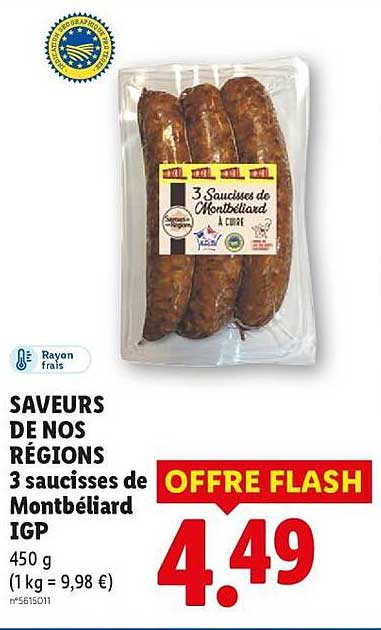 3 saucisses de Montbéliard IGP