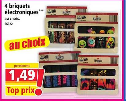 4 briquets électroniques au choix
