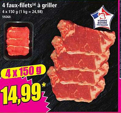 4 faux-filets(a) à griller