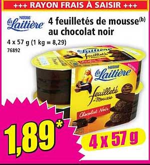 4 feuilletés de mousse au chocolat noir