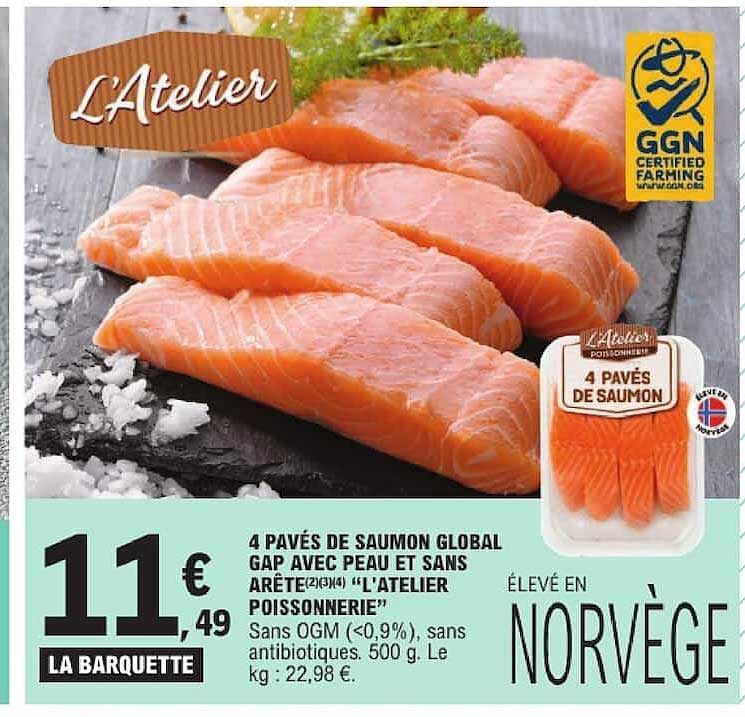 4 PAVÉS DE SAUMON GLOBAL GAP AVEC PEAU ET SANS ARETE(2)(3)(4) "L'ATELIER POISSONNERIE"
