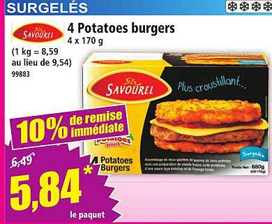 4 Potatoes burgers