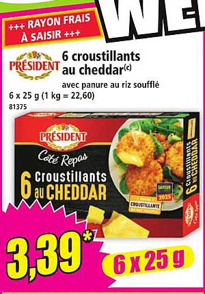 6 croustillants au cheddar(c) avec panure au riz soufflé