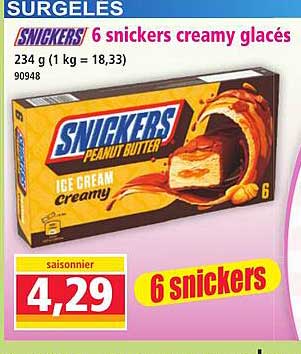 6 snickers creamy glacés