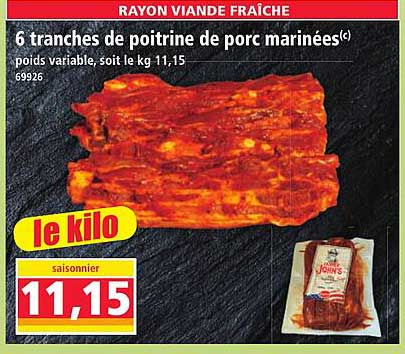 6 tranches de poitrine de porc marinées(c)