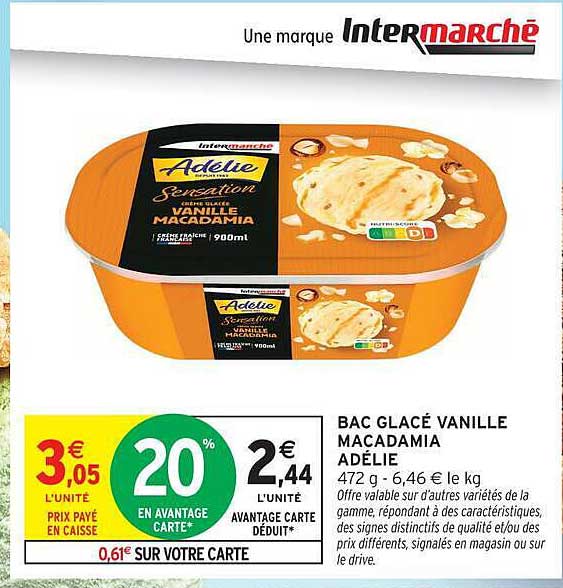 BAC GLACÉ VANILLE MACADAMIA ADÉLIE