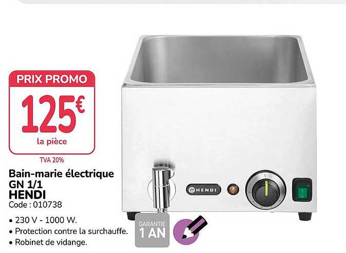 Bain-marie électrique GN 1/1 HENDI