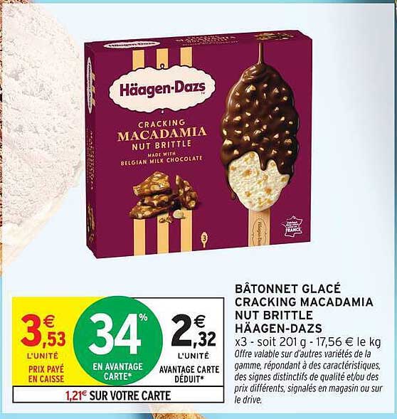 BÂTONNET GLACÉ CRACKING MACADAMIA NUT BRITTLE HÄAGEN-DAZS