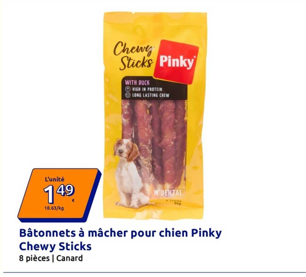 Bâtonnets à mâcher pour chien Pinky Chewy Sticks