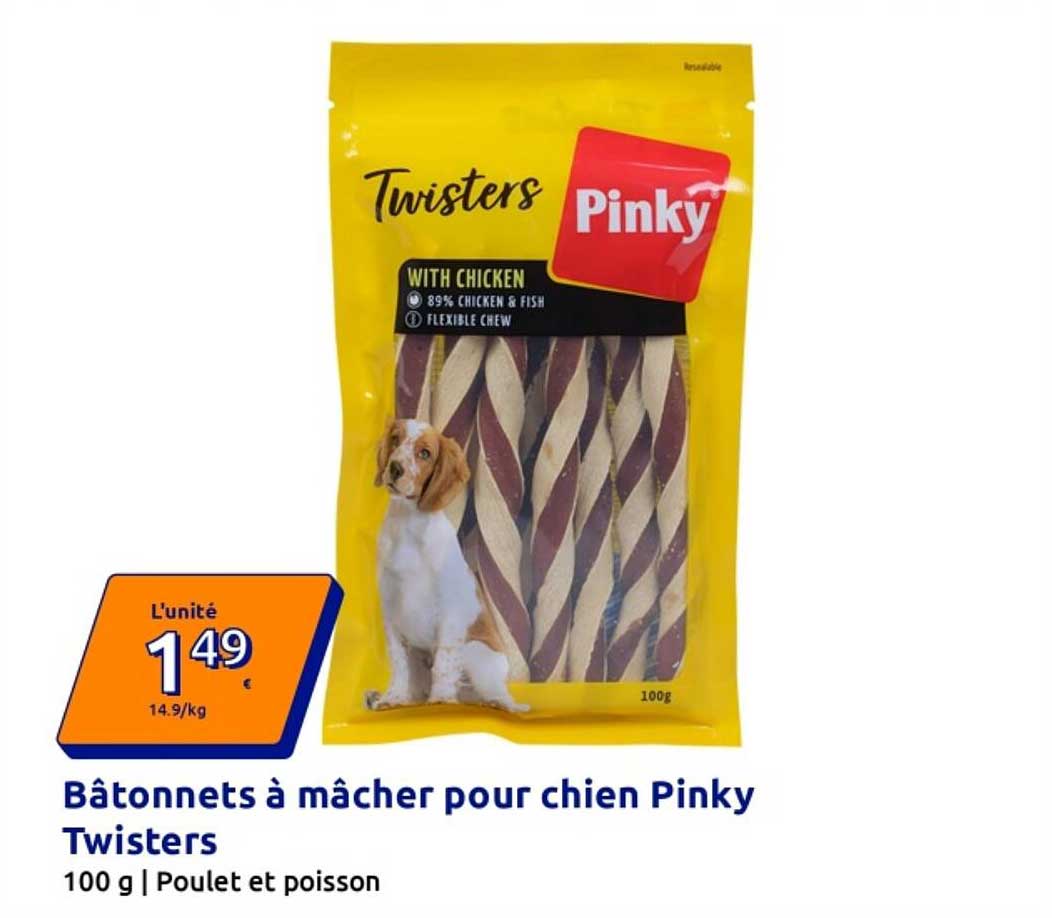 Bâtonnets à mâcher pour chien Pinky Twisters