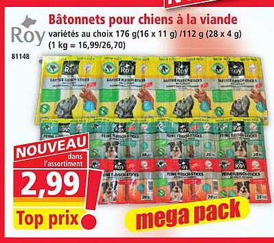Bâtonnets pour chiens à la viande