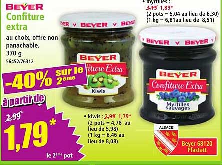 BEYER Confiture extra au choix, offre non panachable, 370 g