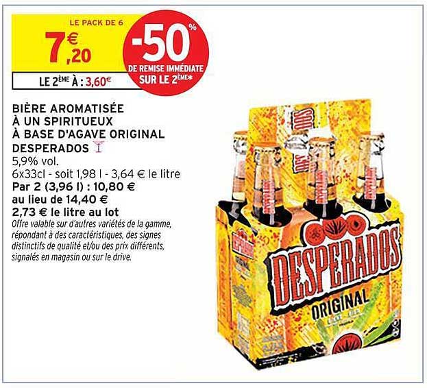 BIÈRE AROMATISÉE À UN SPIRITUEUX À BASE D'AGAVE ORIGINAL DESPERADOS