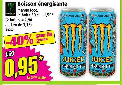 Boisson énergisante mango loco, la boîte 50 cl = 1,59*