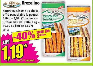 Brezelino nature ou sésame au choix offre panachable le paquet