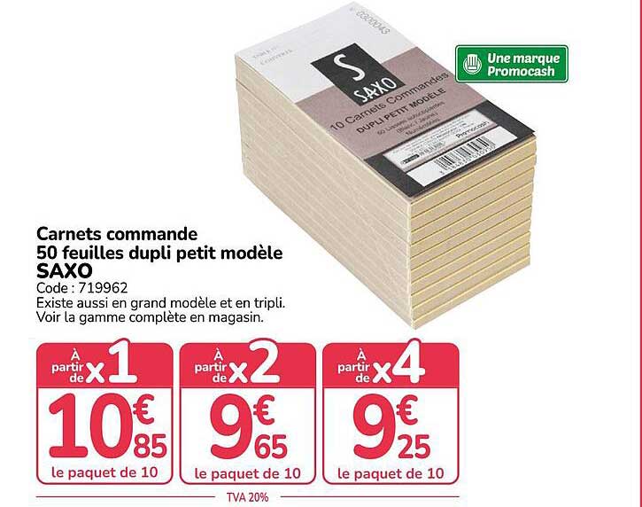 Carnets commande 50 feuilles dupli petit modèle SAXO