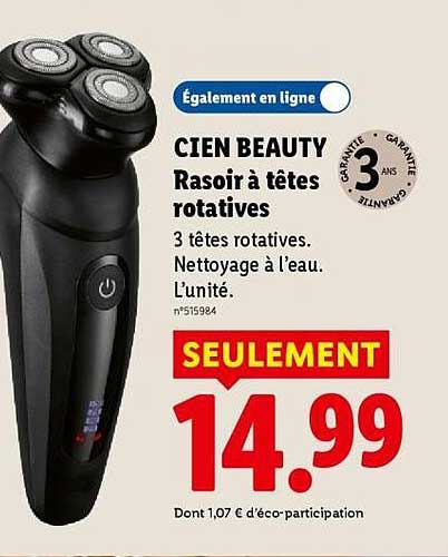 CIEN BEAUTY Rasoir à têtes rotatives