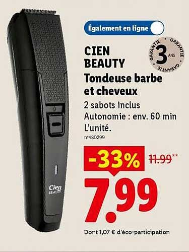 CIEN BEAUTY Tondeuse barbe et cheveux