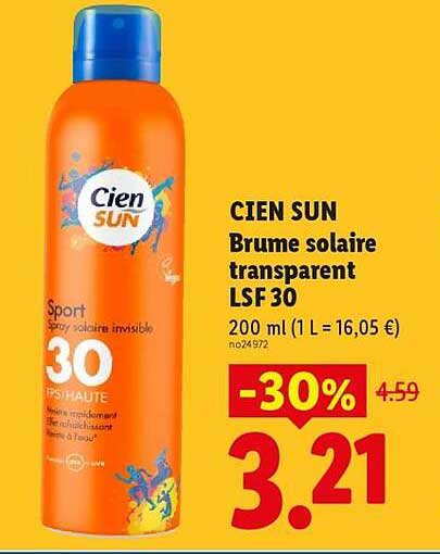 CIEN SUN Brume solaire transparente LSF 30