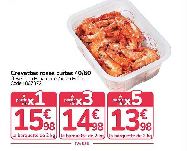 Crevettes roses cuites 40/60