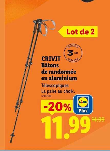 CRIVIT Bâtons de randonnée en aluminium