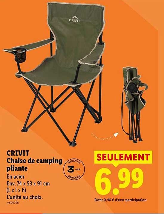 CRIVIT Chaise de camping pliante