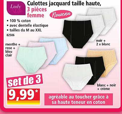 Culottes jacquard taille haute, 3 pièces femme
