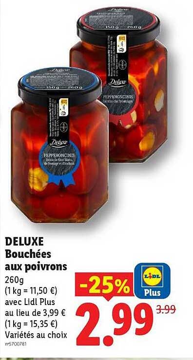 DELUXE Bouchées aux poivrons 260g